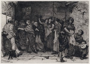 Výplatní den v továrně na bavlnu (lept) od George Percy Jacomb Hood