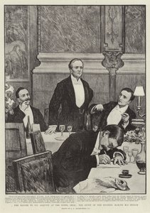 Večeře pro pana Asquitha v hotelu Cecil, hosta večera, který pronesl svůj projev od George Percy Jacomb Hood