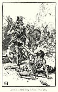 Ilias: Achilles a umírající Hektor (rytina)