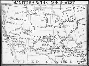 Mapa Manitoby a severozápadu, Kanada, c1893