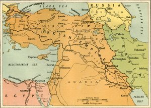 Mapa k ilustraci expedice do Mezopotámie, 1919.