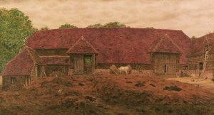 The Old Barn at Whitchurch (tužka a w/c s škrábáním na papíře) od George Price Boyce