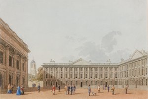 Peckwater Quad hledící na západ, Christ Church, Oxford, 1850 (inkoust & wc na papíře)