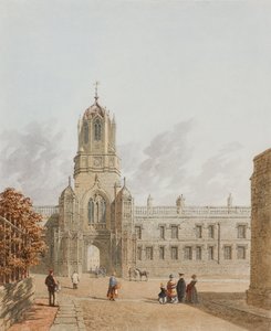 Tom Tower, Christ Church z Pembroke Square, Oxford, 1849 (inkoust a wc na papíře)