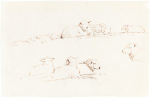 Studie ovcí na pastvě od George Richmond