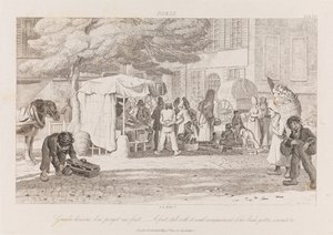 Fruit Stall, Paříž, kolem roku 1821 (lept) od George Robert Lewis