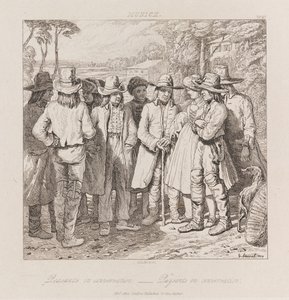 Rolníci konverzující, Mnichov, kolem roku 1821 (lept)