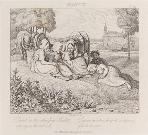 Rolníci vracející se z trhu, Nancy, c.1821 (lept)
