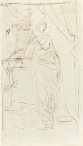 Elegantní dáma v klasických šatech [recto] od George Romney