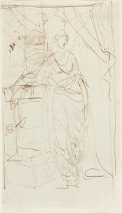 Elegantní dáma v klasickém oděvu [líc] od George Romney
