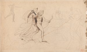 Apollo, Diana a Jezdec v díle „Smrt Niobých dětí“ od George Romney
