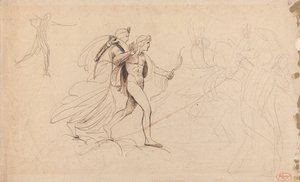 Apollón a Diana pro "Zničení Niobiných dětí" od George Romney
