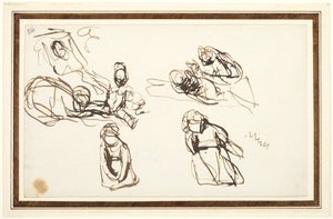Děti sedící na zemi, pravděpodobně studie k dílu „Shakespeare jako dítě s tragédií a komedií“ od George Romney
