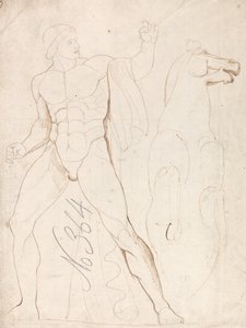 Klasický mužský akt s chovným koněm od George Romney