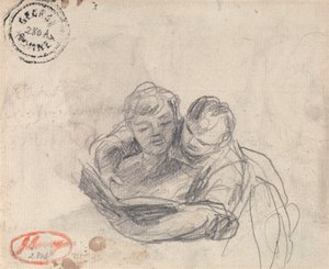Pár čtoucí knihu od George Romney