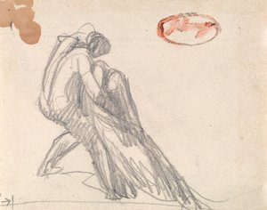 Postava podepírající omdlévající postavu od George Romney