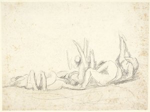 Skupina trpících postav na zemi  (studie k Howardově návštěvě věznic) od George Romney