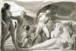Howard Visiting a Lazaretto (pero a inkoust a mytí na papíře) od George Romney