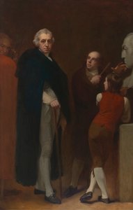 John Flaxman modelující bustu Williama Hayleyho od George Romney