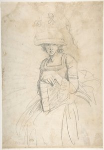 Dáma s knihou (líc); Schéma rozmístění barev na paletě (rub) od George Romney