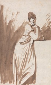 Lady Leaning on a Column- (Možná skica pro slečnu Woodleyovou) od George Romney