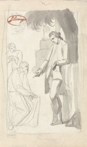 Major Pierson a Brahman (šedá barva a grafit na položený papír) (viz 153906) od George Romney
