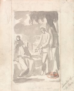 Major Pierson and the Brahman (šedá barva na položený papír) (viz 153905) od George Romney