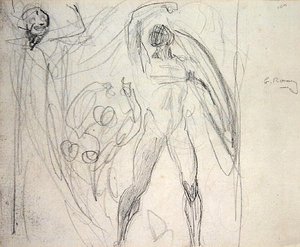 Satan, hřích a smrt (tužka na papíře) od George Romney