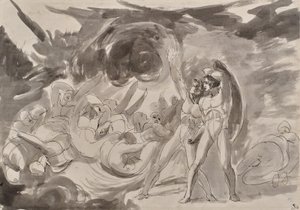 Satan pozoruje padlé anděly od George Romney
