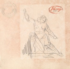 Sedící postava se zvednutou paží od George Romney
