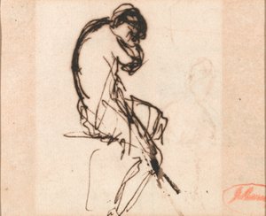Sedící žena, lehce zahalená od George Romney