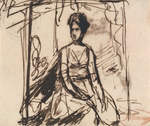 Sedící žena, pravděpodobně paní Harrisová od George Romney