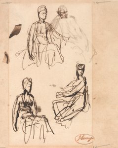 Sedící žena: Tři studie od George Romney
