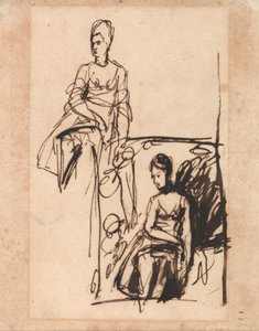 Sedící žena, dvě studie od George Romney