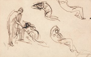 Stojící postava a čtyři ležící postavy od George Romney