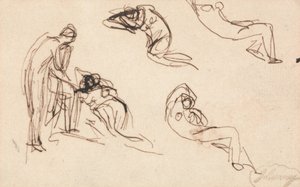 Stojící postava a čtyři ležící postavy od George Romney