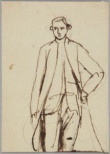 Stojící mužská postava, levá ruka v bok, portrétní studie od George Romney