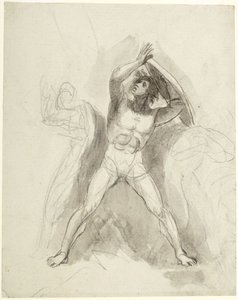 Stojící mužský akt se štítem od George Romney