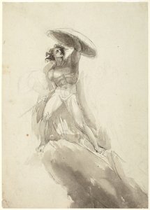 Kráčející mužský akt se štítem: studie k dílu „Pád vzpurných andělů“ od George Romney
