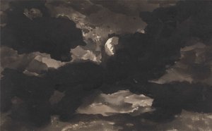 Studie zatažené měsíční oblohy od George Romney