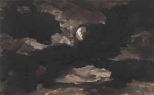 Studie zatažené měsíční oblohy od George Romney