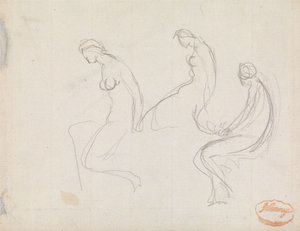 Tři studie sedící ženy od George Romney