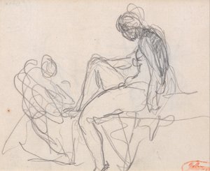 Dvě postavy: Pravděpodobně pro Dianinu lázeň od George Romney