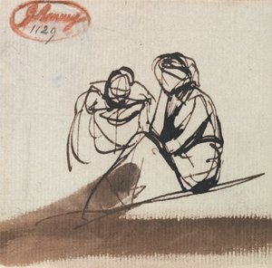 Dvě sedící postavy od George Romney