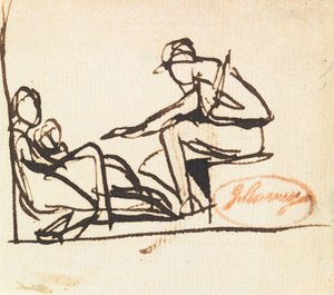 Dvě sedící postavy od George Romney