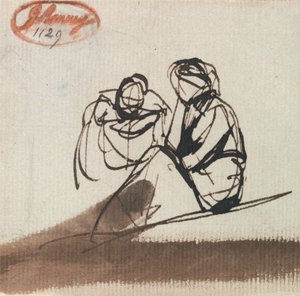 Dvě sedící postavy od George Romney