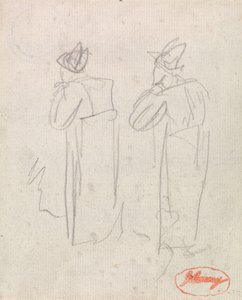 Dvě stojící postavy s vysokými klobouky od George Romney