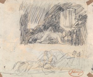 Dvě studie zachycující Johna Howarda při návštěvě lazareta od George Romney
