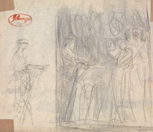 Dvě studie k dílu „Iniciace venkovské nymfy“ od George Romney
