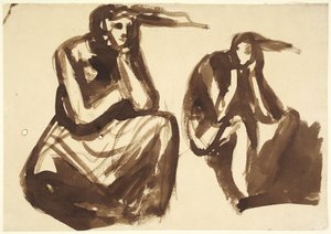 Dvě studie zachycující Medeu, jak uvažuje o vraždě svých dětí od George Romney